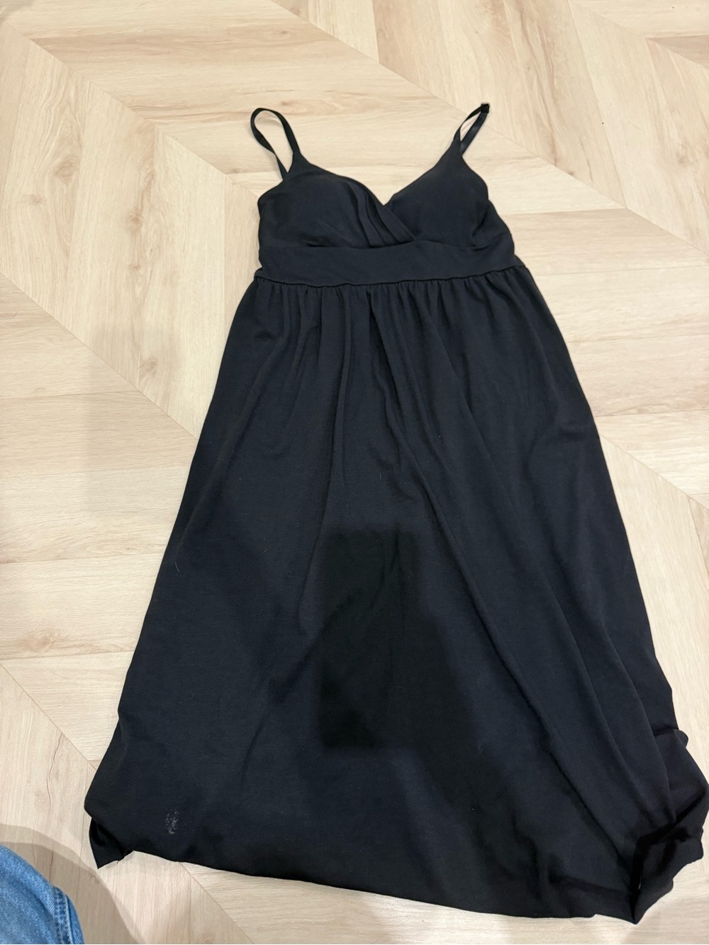 Allison Brittney Black Spaghetti Strap Midi Dress